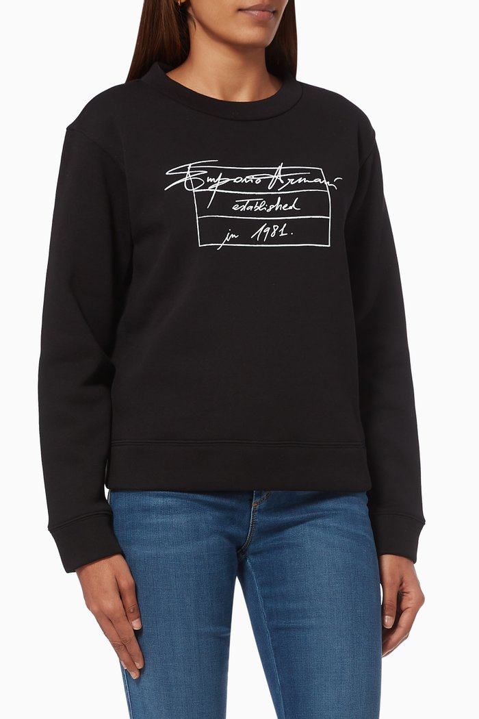 

EA Signature Est 1981 Sweatshirt in Jersey, Black