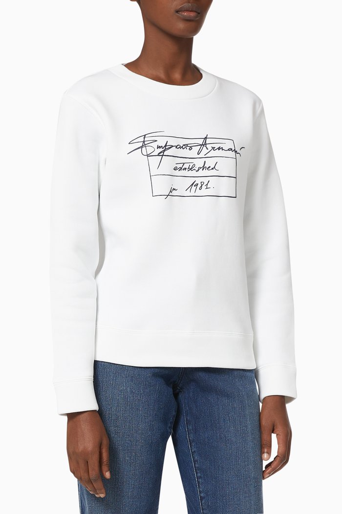 

EA Signature Est 1981 Sweatshirt in Jersey, White