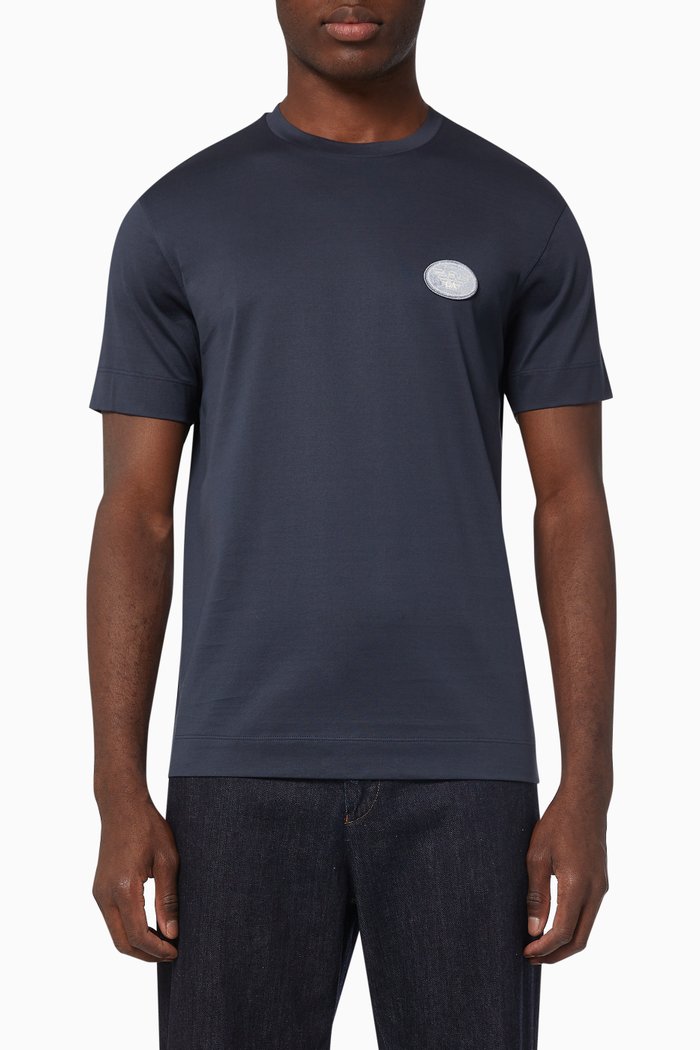 

EA Micro Eagle T-shirt in Cotton Jersey, Blue
