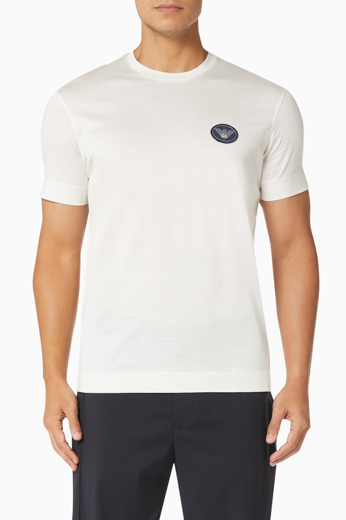 

EA Micro Eagle T-shirt in Cotton Jersey, White