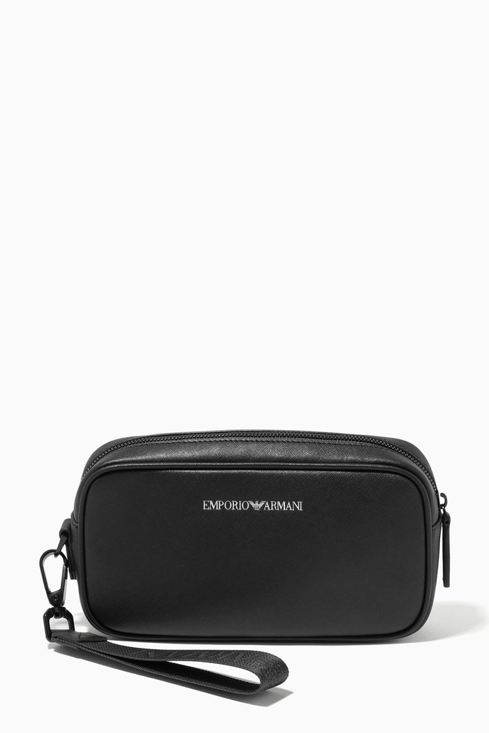 

EA Essential Travel Bag in Saffiano Leather, Black