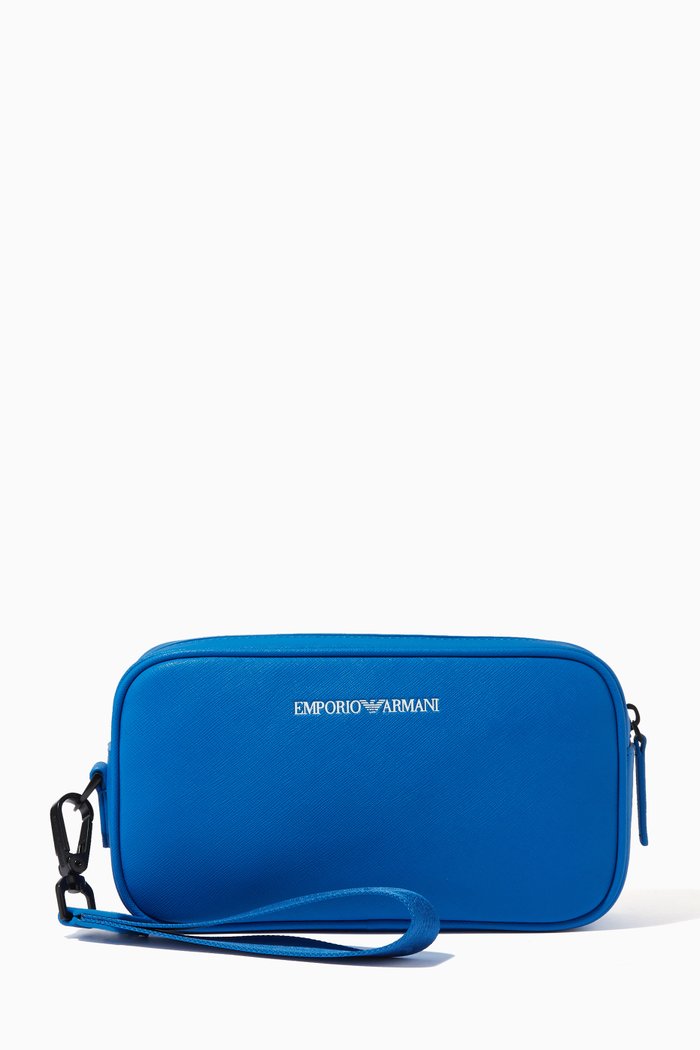 

EA Essential Travel Bag in Saffiano Leather, Blue