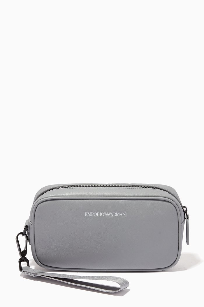 

EA Essential Travel Bag in Saffiano Leather, Grey