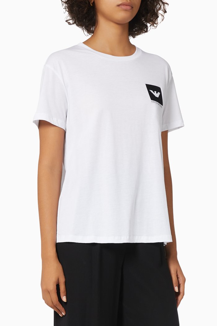 

EA Eagle Flocked Logo T-shirt in Jersey, White