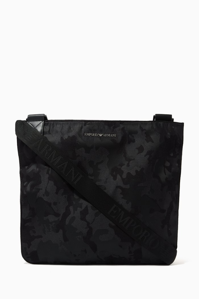 

EA Camo Crossbody Bag in PU Jacquard, Black