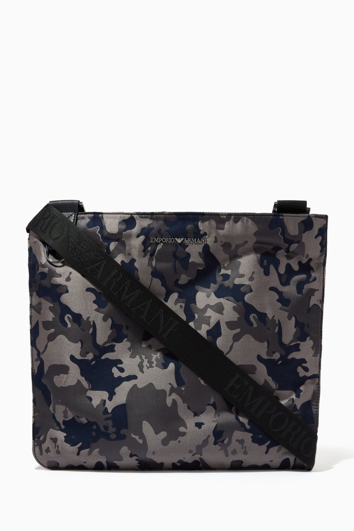

EA Camo Crossbody Bag in PU Jacquard, Blue