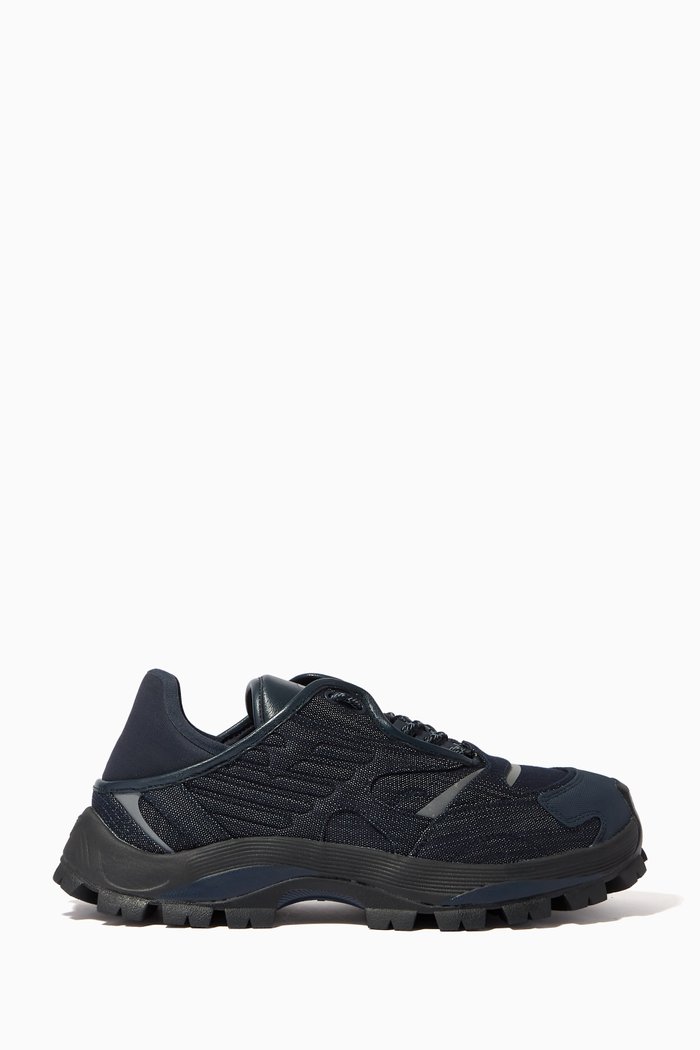 

EA Chunky Sneakers in Denim & Eco Leather, Blue
