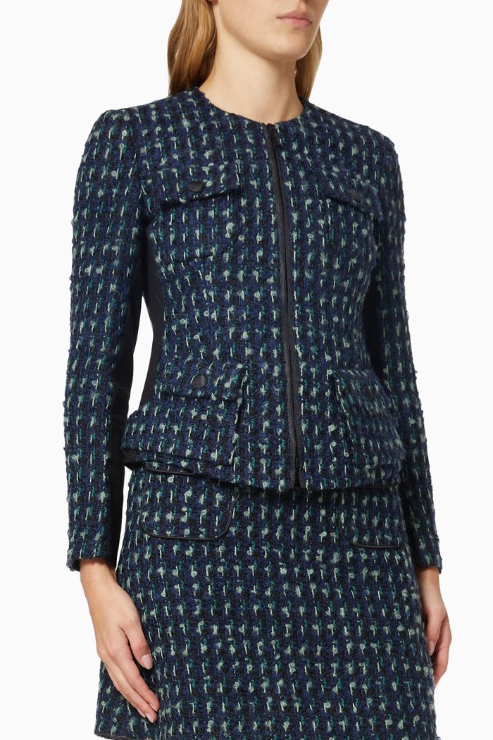 

Zip-up Blazer Jacket in Bouclé, Blue