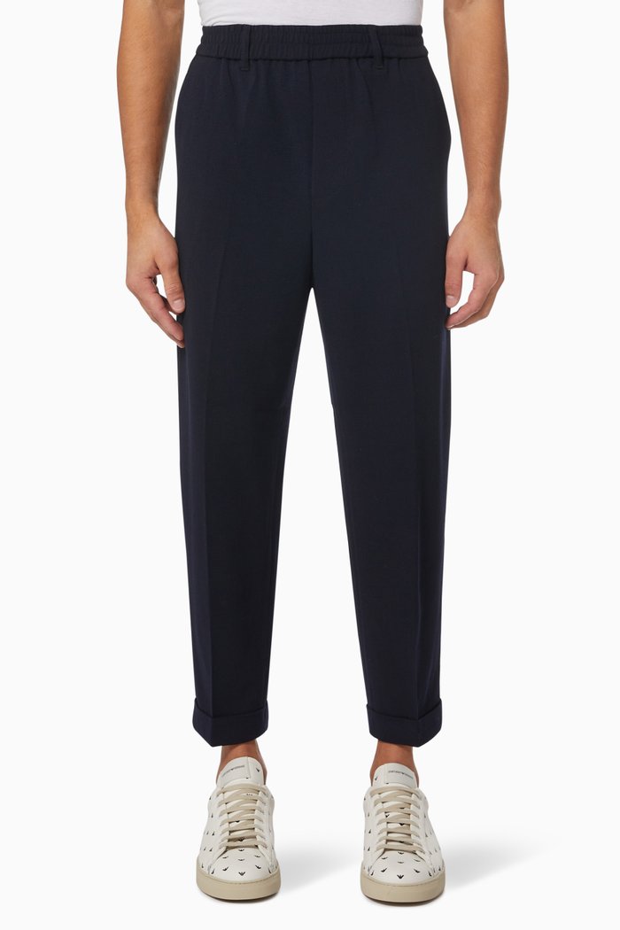 

Straight Leg Trousers in Stretch Wool, Blue