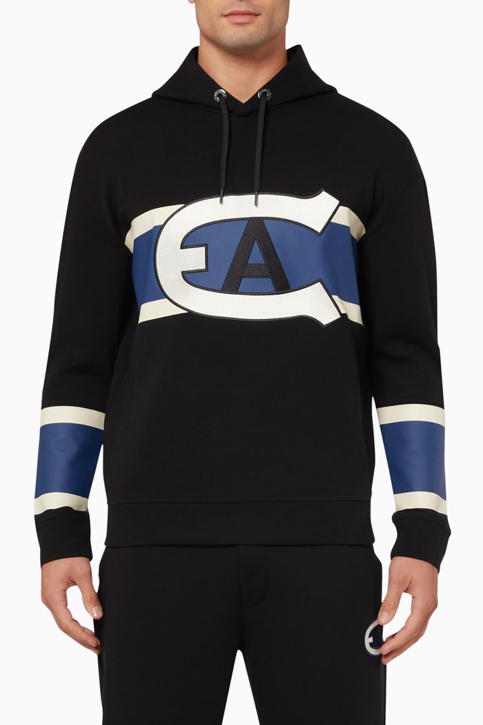 

Macro Reacreate Logo Hoodie in Cotton Fleece, Black