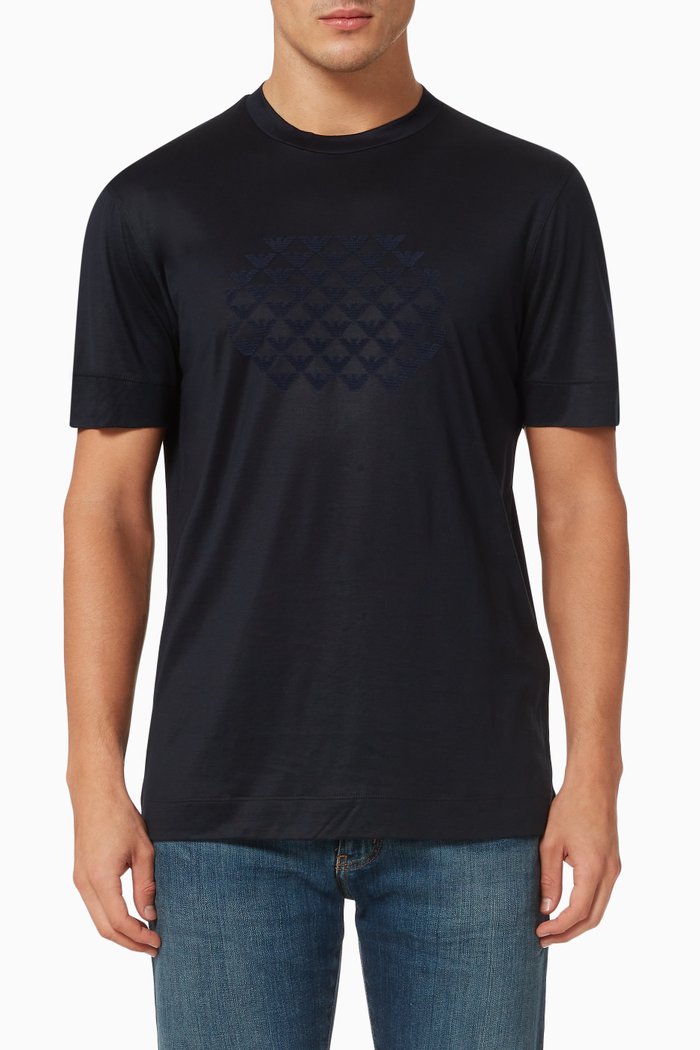 

EA Eagle Flocked T-shirt in Jersey, Blue
