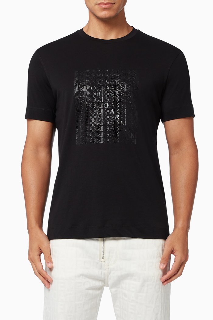 

EA Logo T-shirt in Cotton Jersey, Black