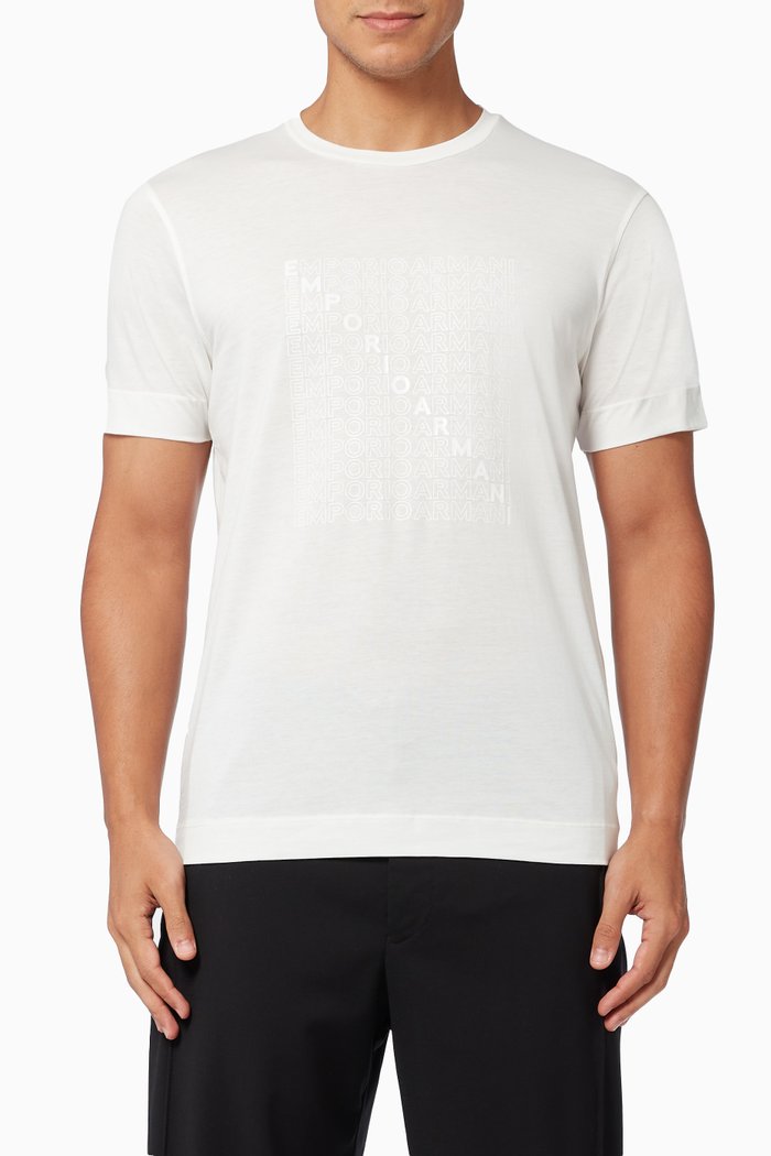 

EA Logo T-shirt in Cotton Jersey, White