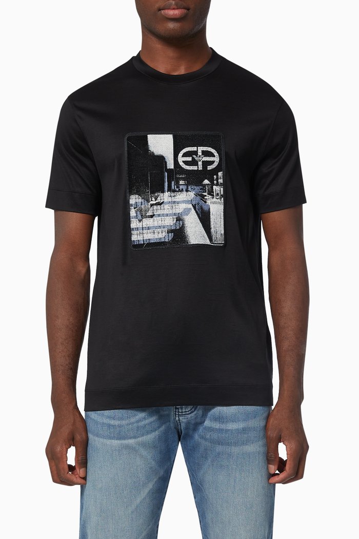 

EA Shadow Print T-shirt in Jersey, Black