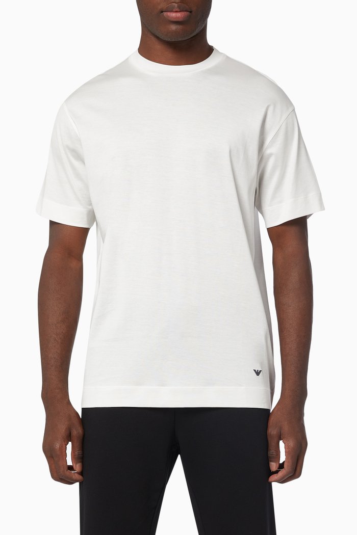 EA Micro Eagle Logo T-shirt in Jersey, White