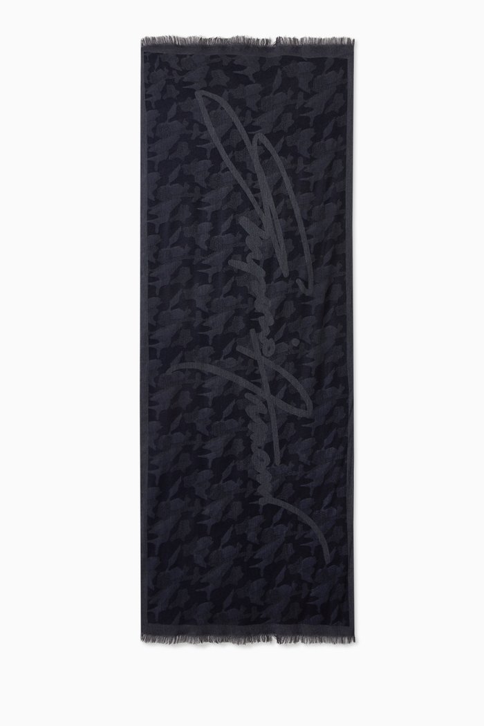 

EA Signature Camo Scarf in Poly-viscose Blend, Blue