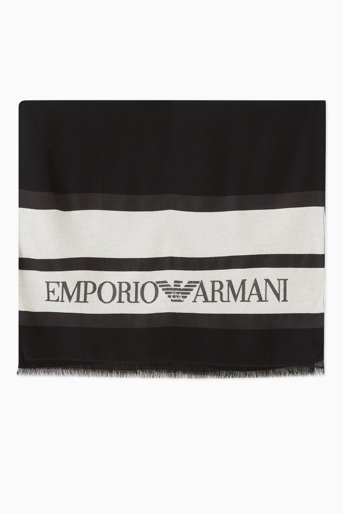 

EA Logo Band Scarf in Modal, Black