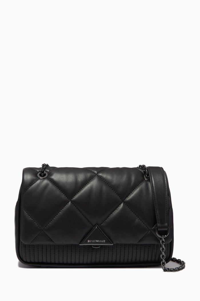 

Noelle Large Crossbody Bag in Quilted Leather, Black