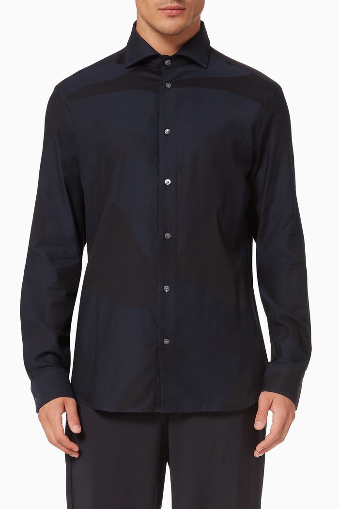 

EA Camo Shirt in Cotton Jacquard, Blue