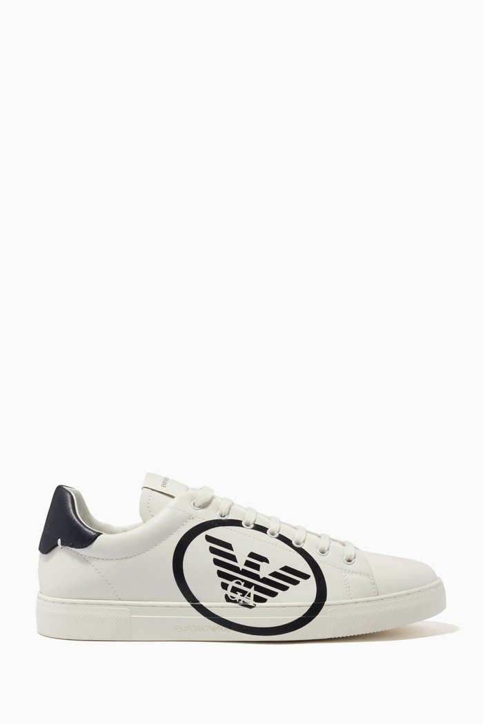 

EA Eagle Stamp Sneakers in Leather, Blue