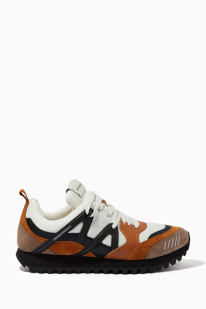 

EA Mesh Sneakers in Suede & Leather, Brown
