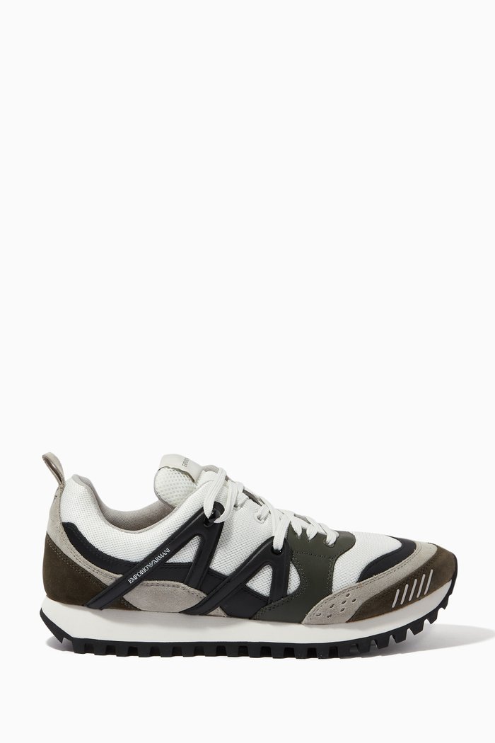 

EA Mesh Sneakers in Suede & Leather, Green