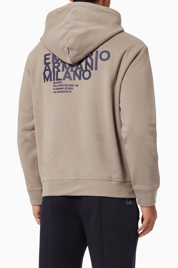 

EA Milano Logo Hoodie in Jersey, Neutral