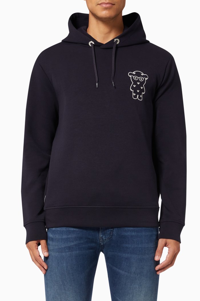 

EA Manga Bear Hooded Sweatshirt in Double Jersey, Blue