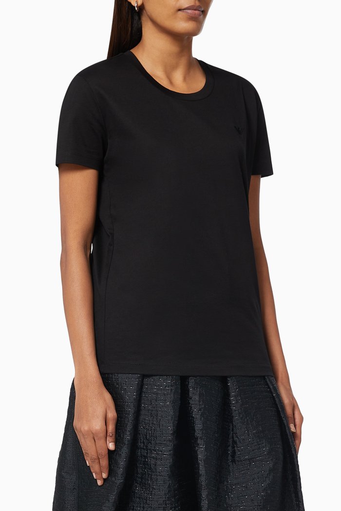 

EA Studded Logo T-shirt in Cotton Jersey, Black