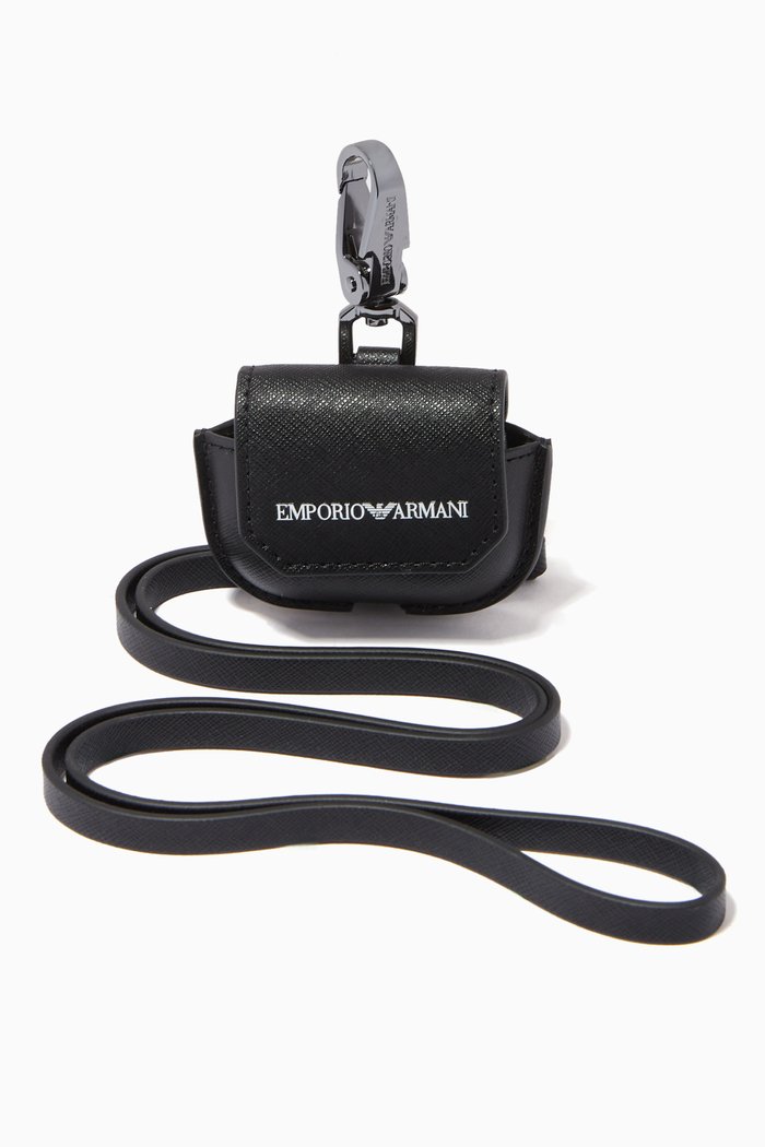 

EA Monogram AirPod® Lanyard Case in Eco Leather, Black