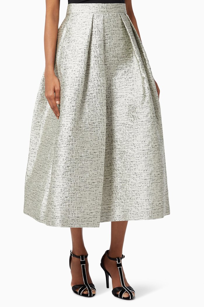 

Fantasy Bell Skirt in Lurex Brocade, White
