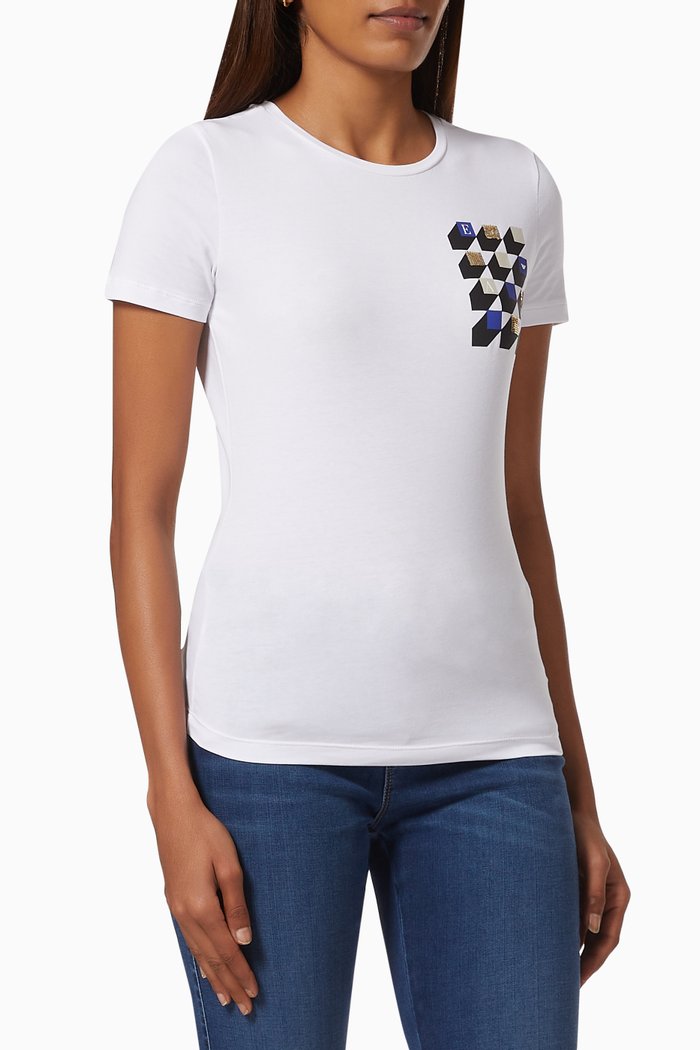 

EA Cubed T-shirt in Jersey, White