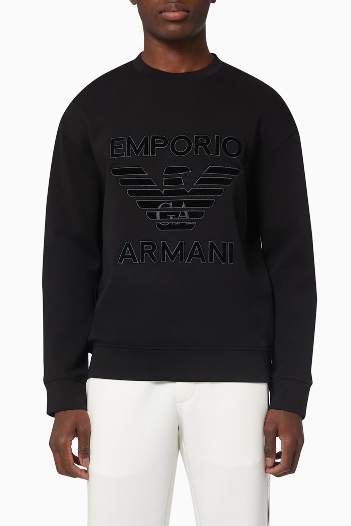 

EA Macro Eagle Sweatshirt in Double Jersey, Black
