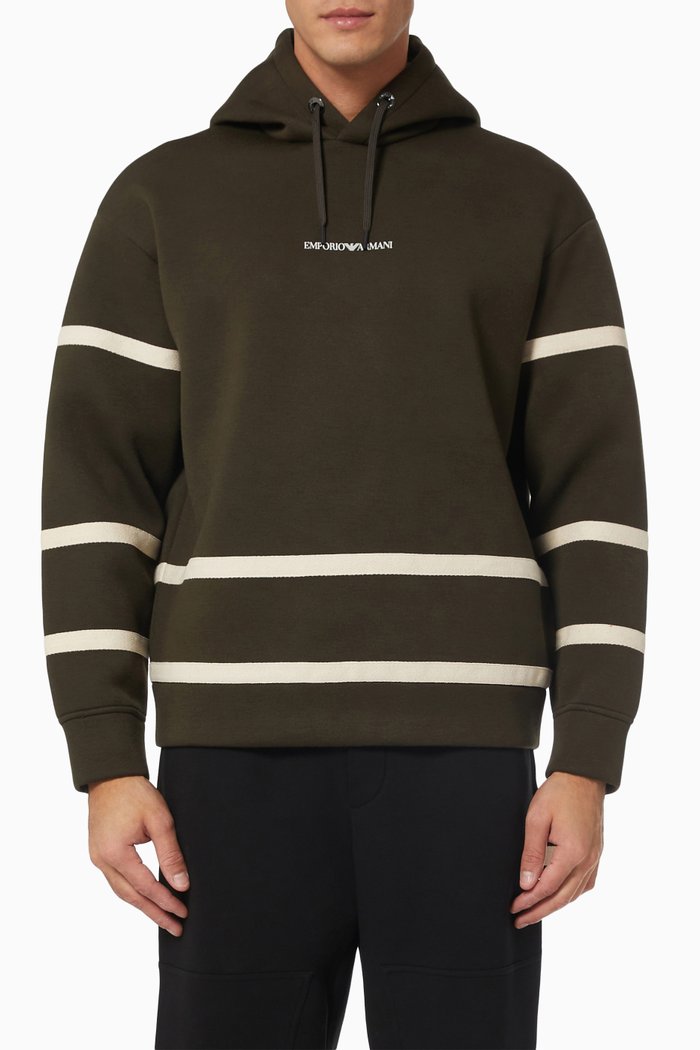

Striped Hoodie in Jersey, Green