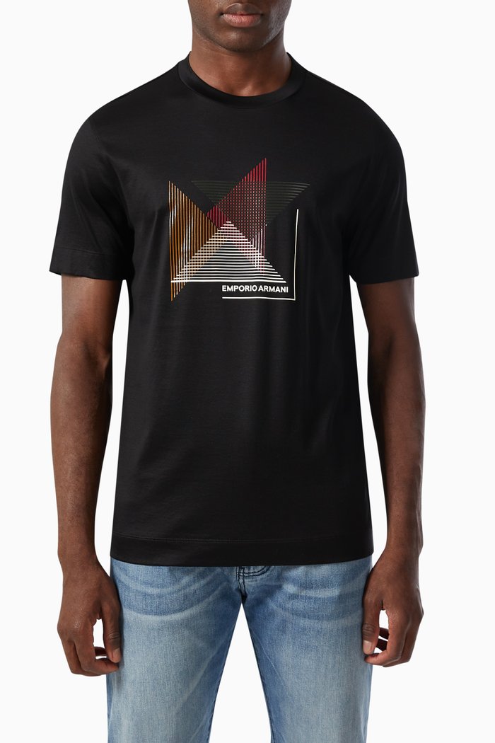 

EA Graphic Print T-shirt in Jersey, Black