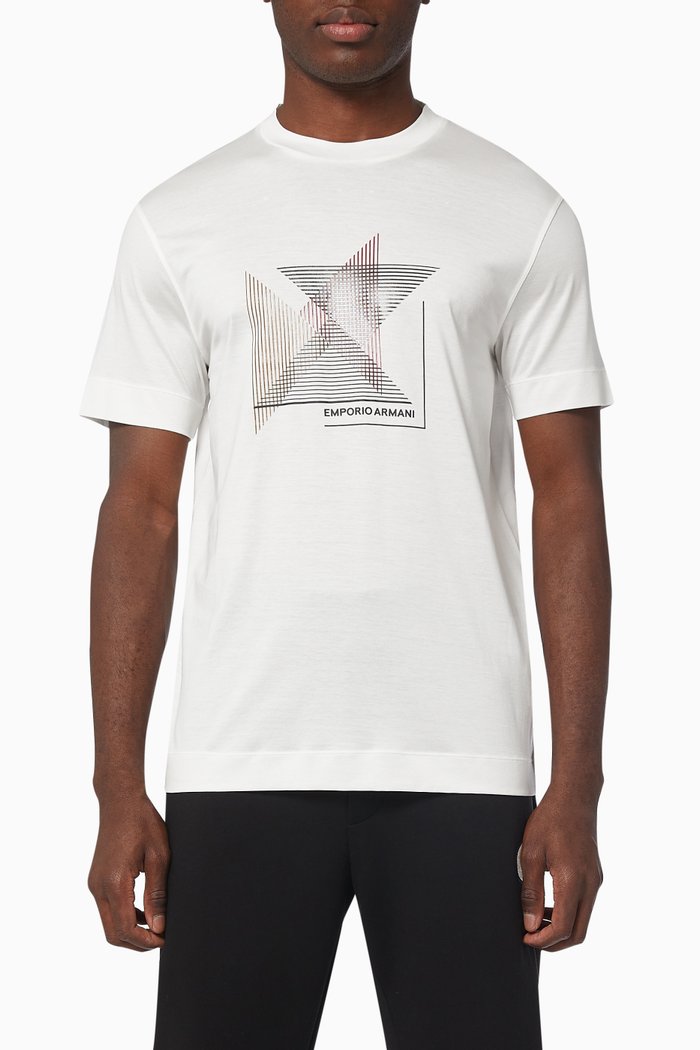 

EA Graphic Print T-shirt in Jersey, White