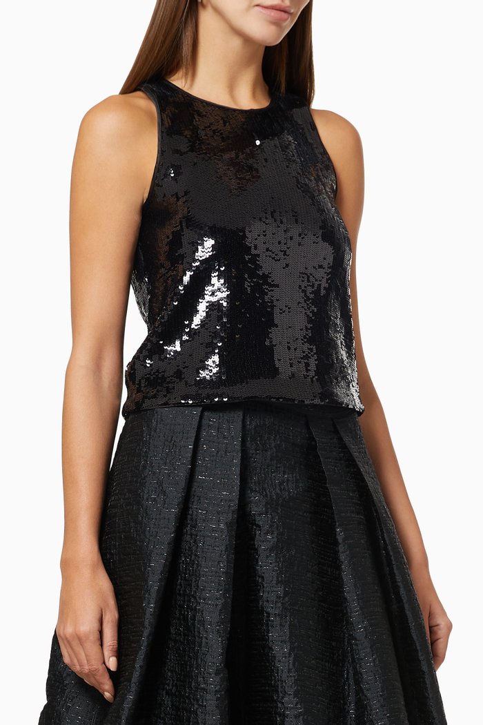 

Trapeze Top in Sequinned Polyester, Black