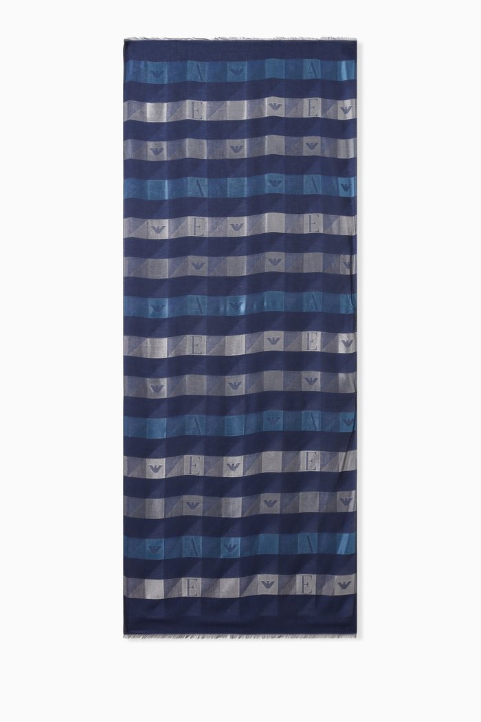 

EA 3D Eagle Logo Scarf in Viscose, Blue