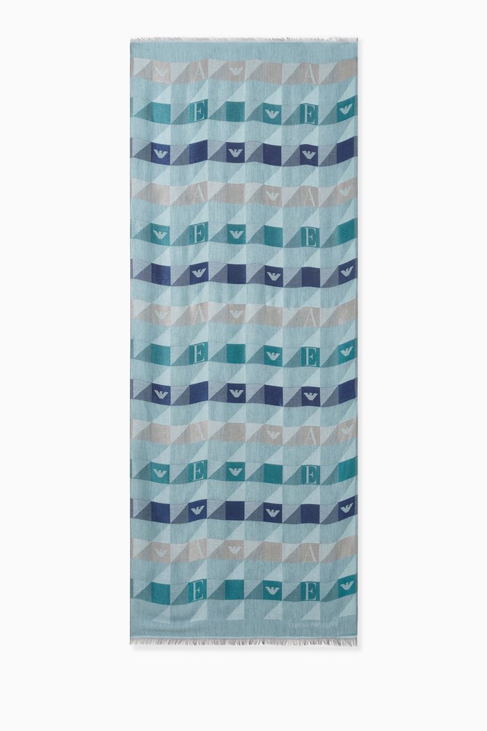 

EA 3D Eagle Logo Scarf in Viscose, Green