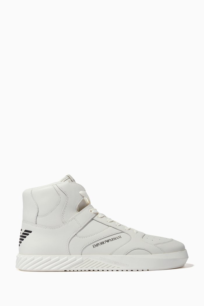 

High Top Sneakers in Calf Leather, White
