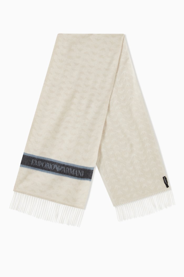 

EA Micro Eagle Scarf in Wool-blend, Neutral