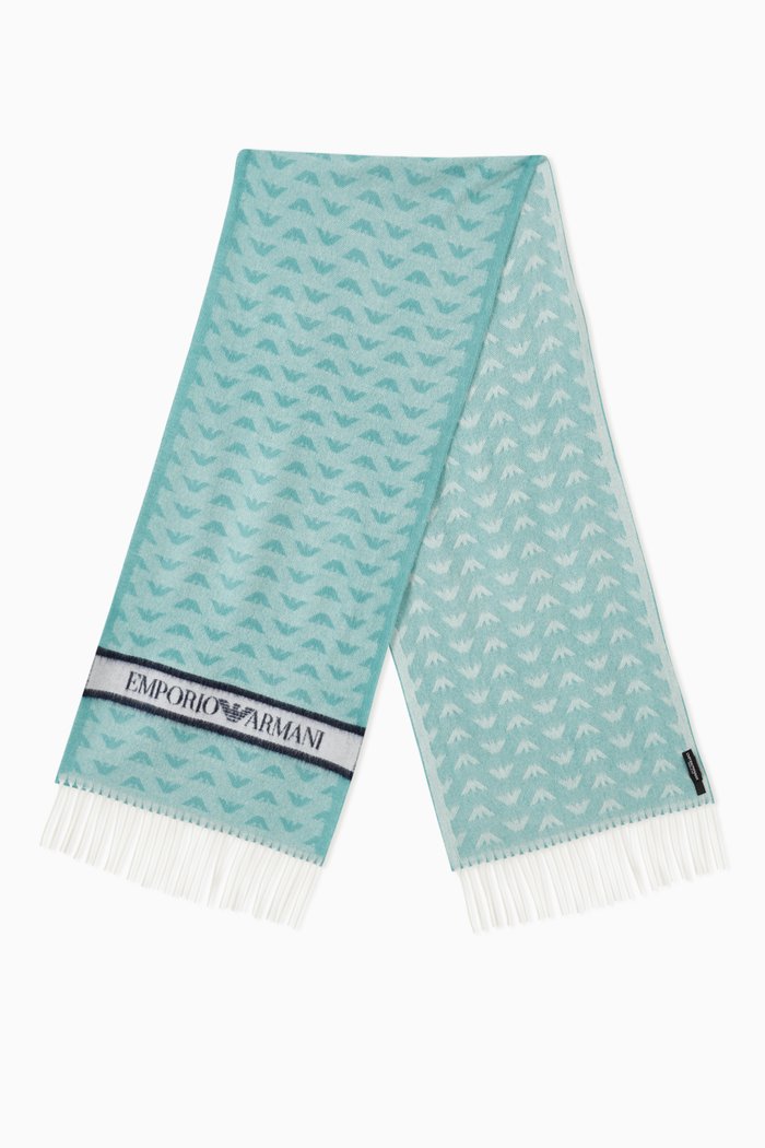

EA Micro Eagle Scarf in Wool-blend, Blue