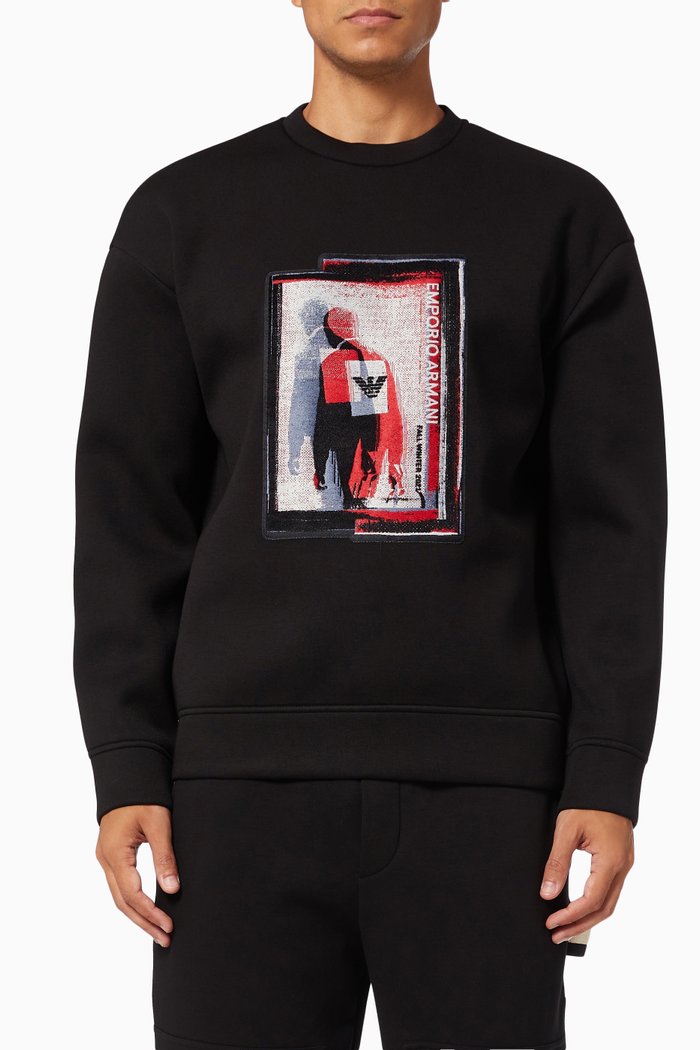 

EA Graphic Print Sweatshirt in Jersey, Black