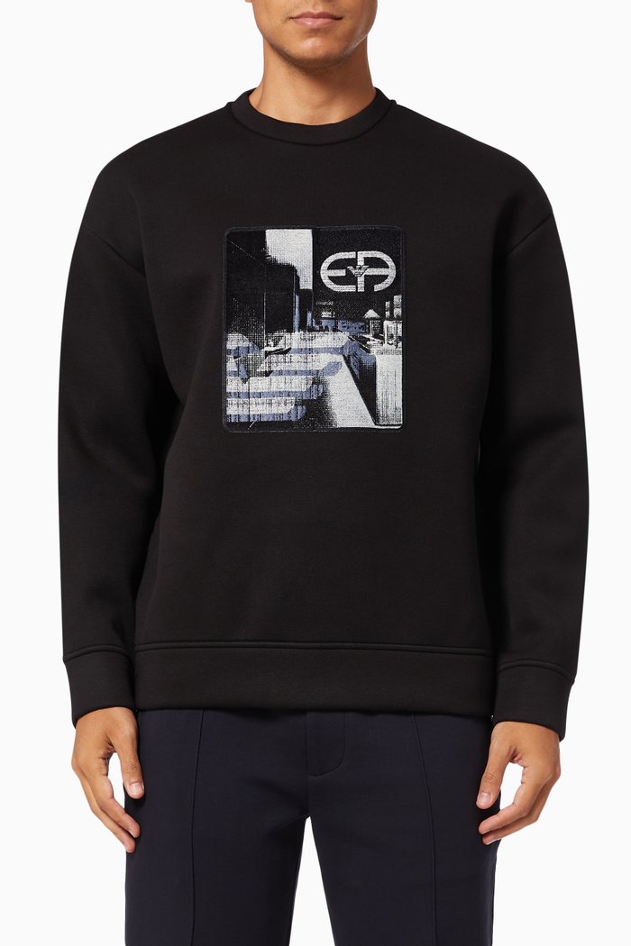 

EA Graphic Print Sweatshirt in Jersey, Black
