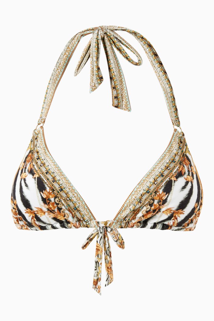 

Gates of Glory Ring Tri Bikini Top in Recycled Nylon, White