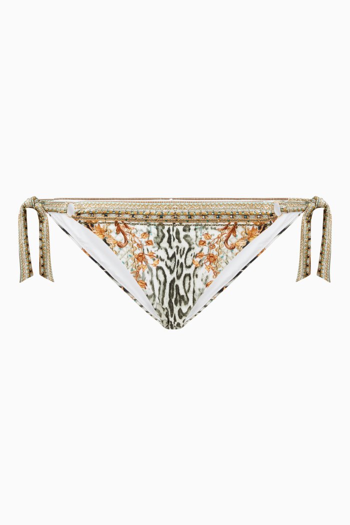 

Gates of Glory Ring Tie Side Bikini Bottom in Recycled Nylon, White