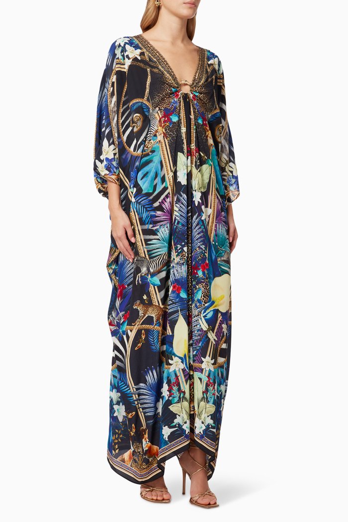 

Rainbow Room Split Sleeve Kaftan with Hardware, Blue