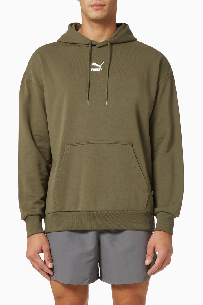 

PUMA Classics Oversized Hoodie in Jersey, Neutral
