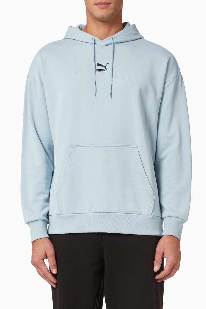 PUMA Classics Oversized Hoodie in Jersey, Blue