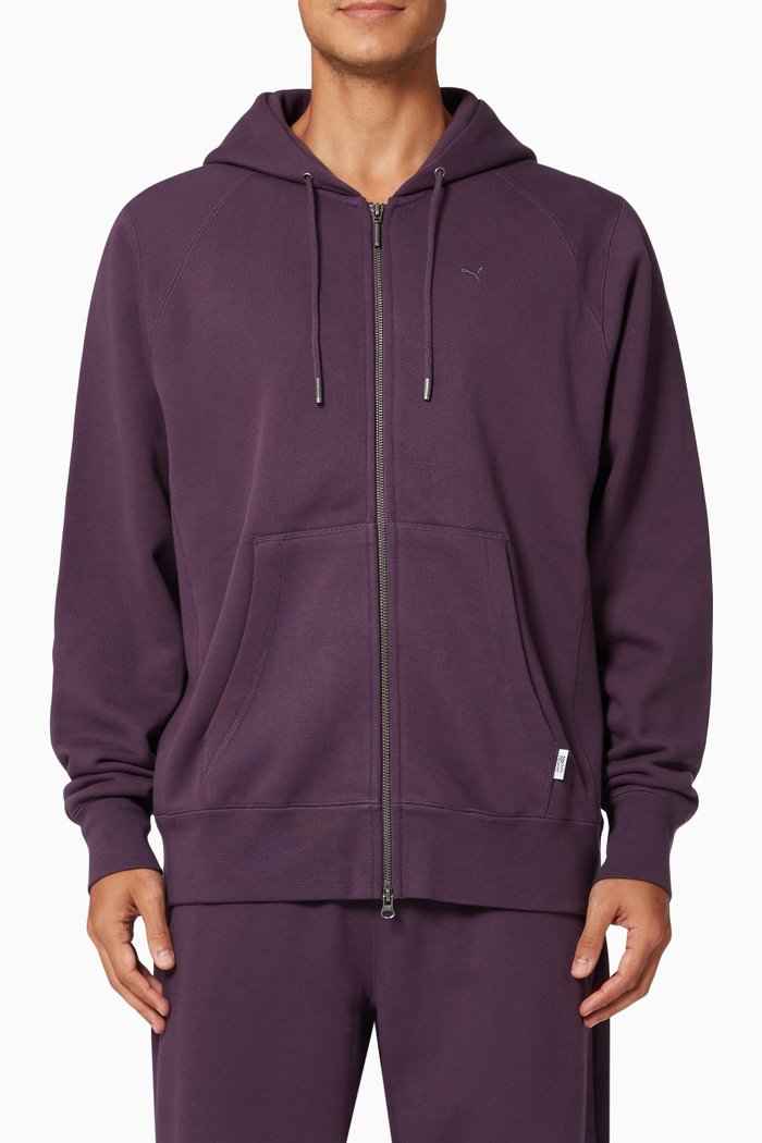 

MMQ Zip-up Hoodie in Cotton Fleece, Purple